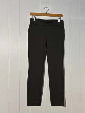 Dalia · Small · Pull On Comfort Fit Slim Leg Pants · Olive Green Stretch